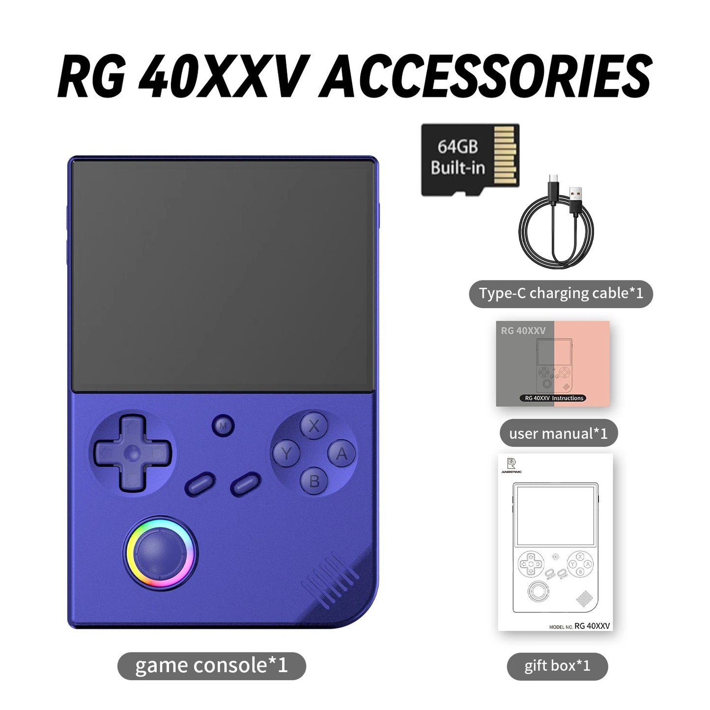 RG40XX V Vertical Edition — 64G Linux Console (WiFi + Bluetooth + HD Output)