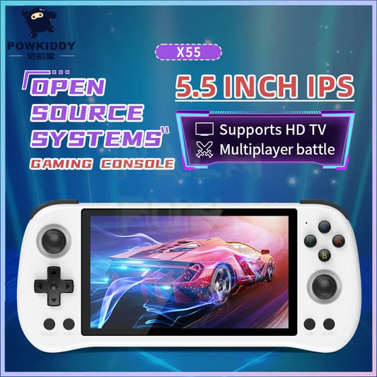 iGameConsole POWKIDDY X55 Best Retro Handheld Gaming Console 2026 | 10000 Preloaded GBA SNES PS1 Games Plug and Play | Back to School Gift for Kids Adults Dad | 5.5 Inch IPS Linux 64GB Emulator Console | Nostalgic Classic Gaming Childhood Memories