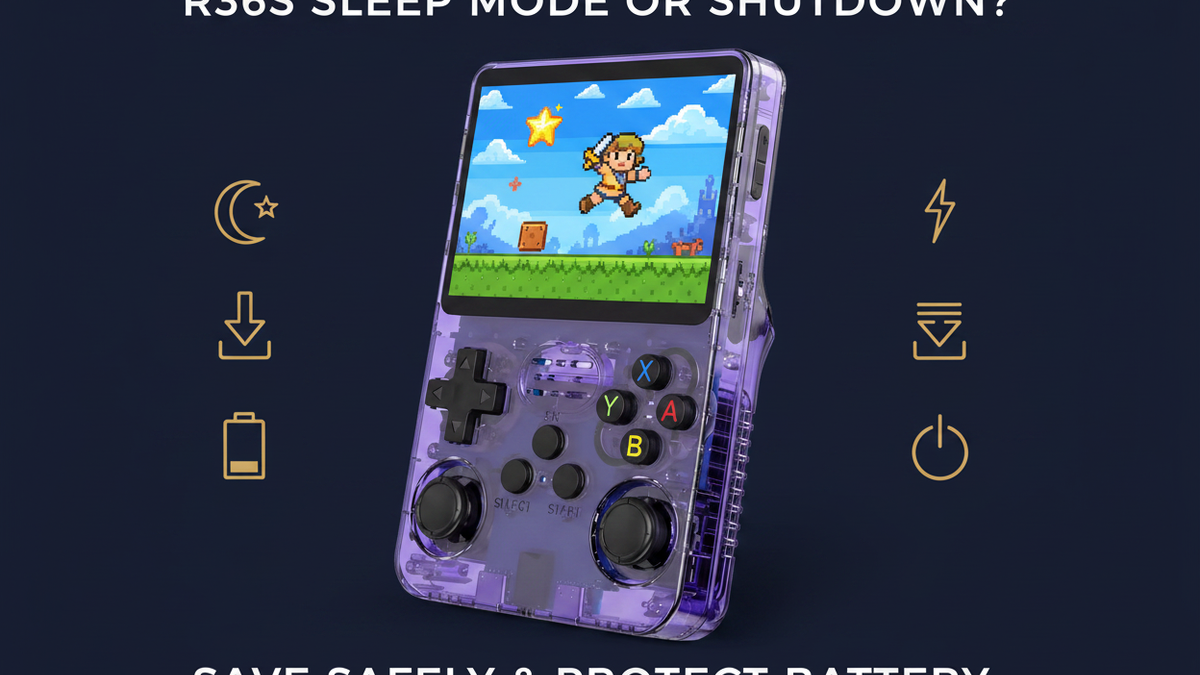 R36S sleep mode or shutdown — 2026 — safe saves and battery protection guide by iGameConsole