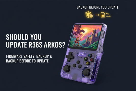 R36S ArkOS update safety — 2026 — backup and firmware guide by iGameConsole