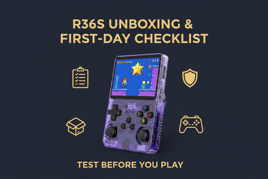 R36S unboxing and first-day checklist — 2026 — setup test and buyer guide by iGameConsole