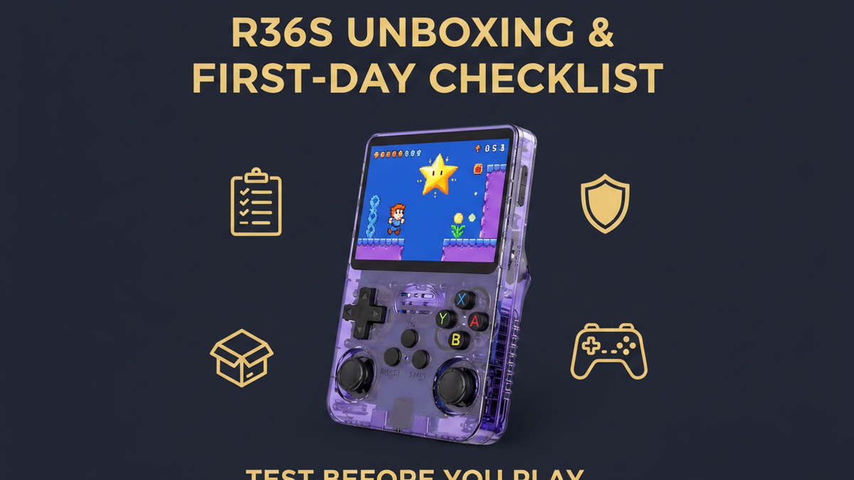 R36S unboxing and first-day checklist — 2026 — setup test and buyer guide by iGameConsole