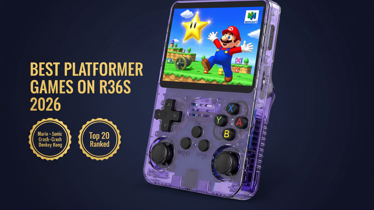 Best platformer games on R36S 2026 Super Mario 64 Sonic Crash Bandicoot Donkey Kong top 20 iGameConsole