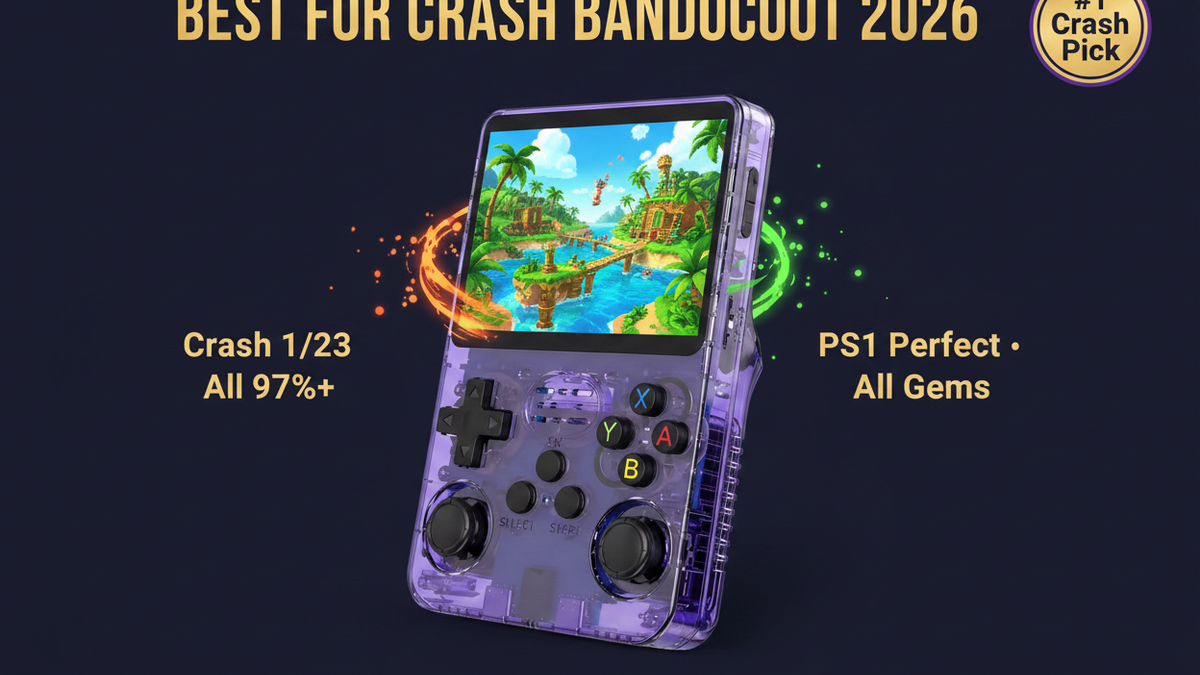 Best retro handheld for Crash Bandicoot 2026 — Crash 1 2 3 PS1 R36S by iGameConsole