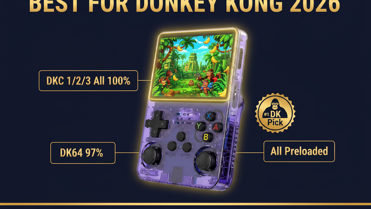 Best retro handheld for Donkey Kong 2026 — DKC trilogy DK64 R36S by iGameConsole