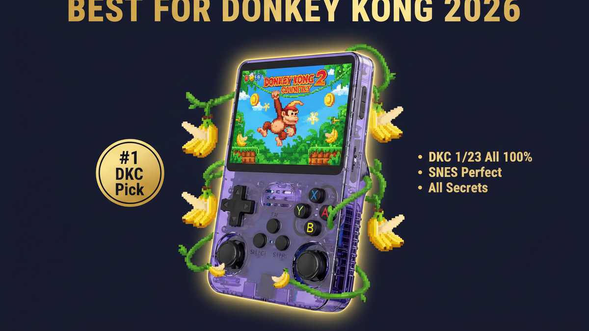 Best retro handheld for Donkey Kong Country 2026 — DKC 1 2 3 SNES R36S by iGameConsole