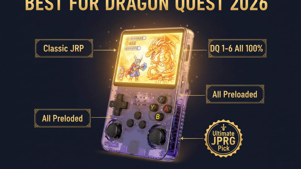 Best retro handheld for Dragon Quest 2026 — DQ 1-6 classic JRPG R36S by iGameConsole