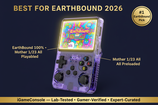 Best retro handheld for EarthBound 2026 — Mother trilogy R36S by iGameConsole