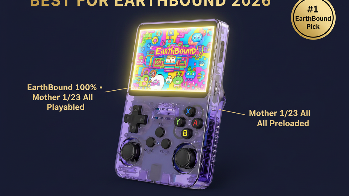 Best retro handheld for EarthBound 2026 — Mother trilogy R36S by iGameConsole