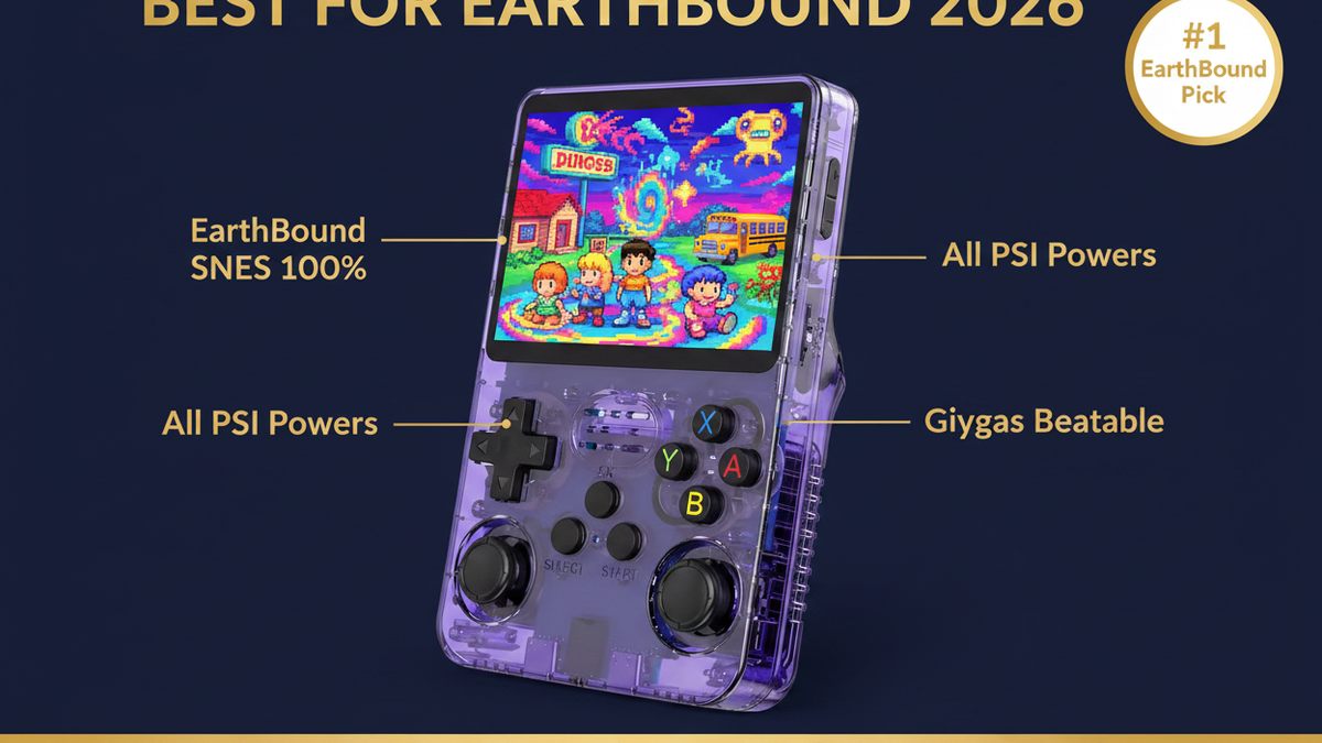 Best retro handheld for EarthBound 2026 — EarthBound SNES Giygas PSI R36S by iGameConsole