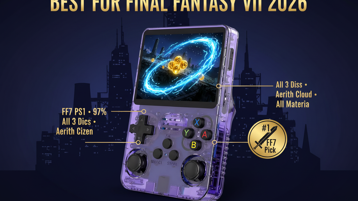Best retro handheld for Final Fantasy VII 2026 — FF7 PS1 Cloud Aerith R36S by iGameConsole