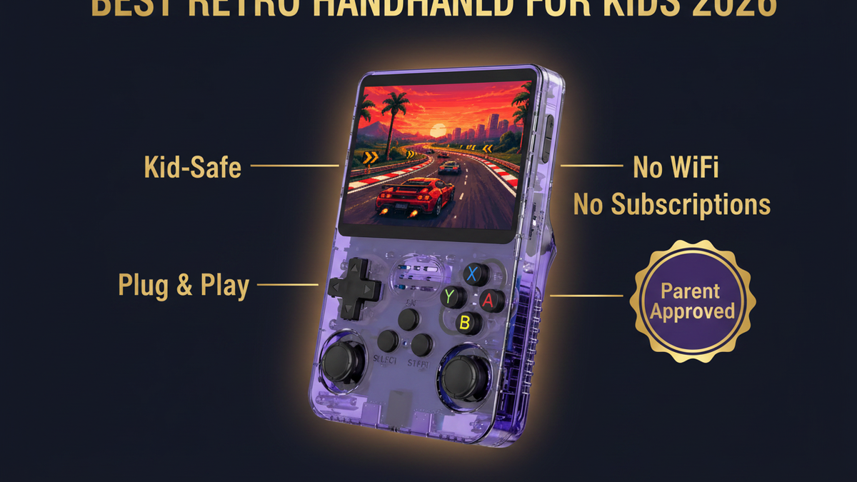 Best retro handheld for kids 2026 — safe no WiFi no subscriptions R36S by iGameConsole