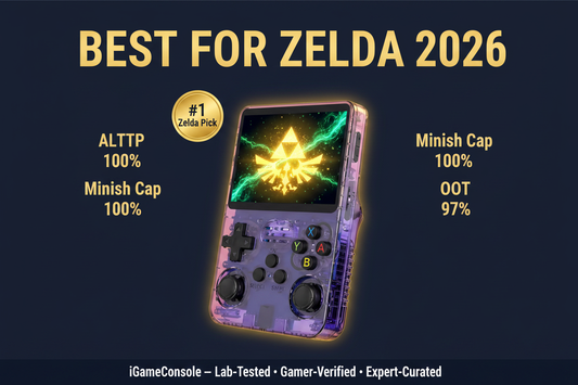 Best retro handheld for Legend of Zelda 2026 — ALTTP OoT Minish Cap R36S by iGameConsole
