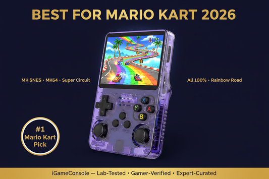 Best retro handheld for Mario Kart 2026 — MK SNES N64 GBA Rainbow Road R36S by iGameConsole