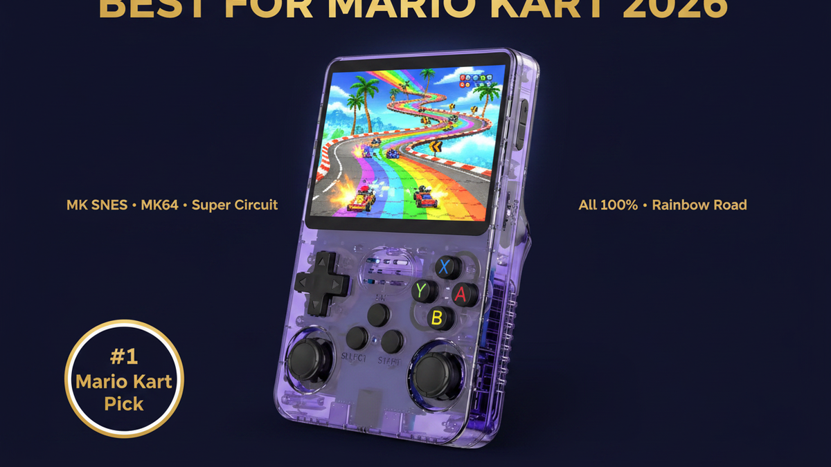 Best retro handheld for Mario Kart 2026 — MK SNES N64 GBA Rainbow Road R36S by iGameConsole