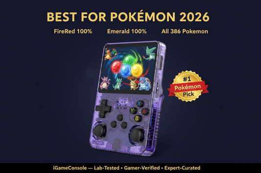 Best retro handheld for Pokemon 2026 — FireRed Emerald Ruby GBA R36S by iGameConsole