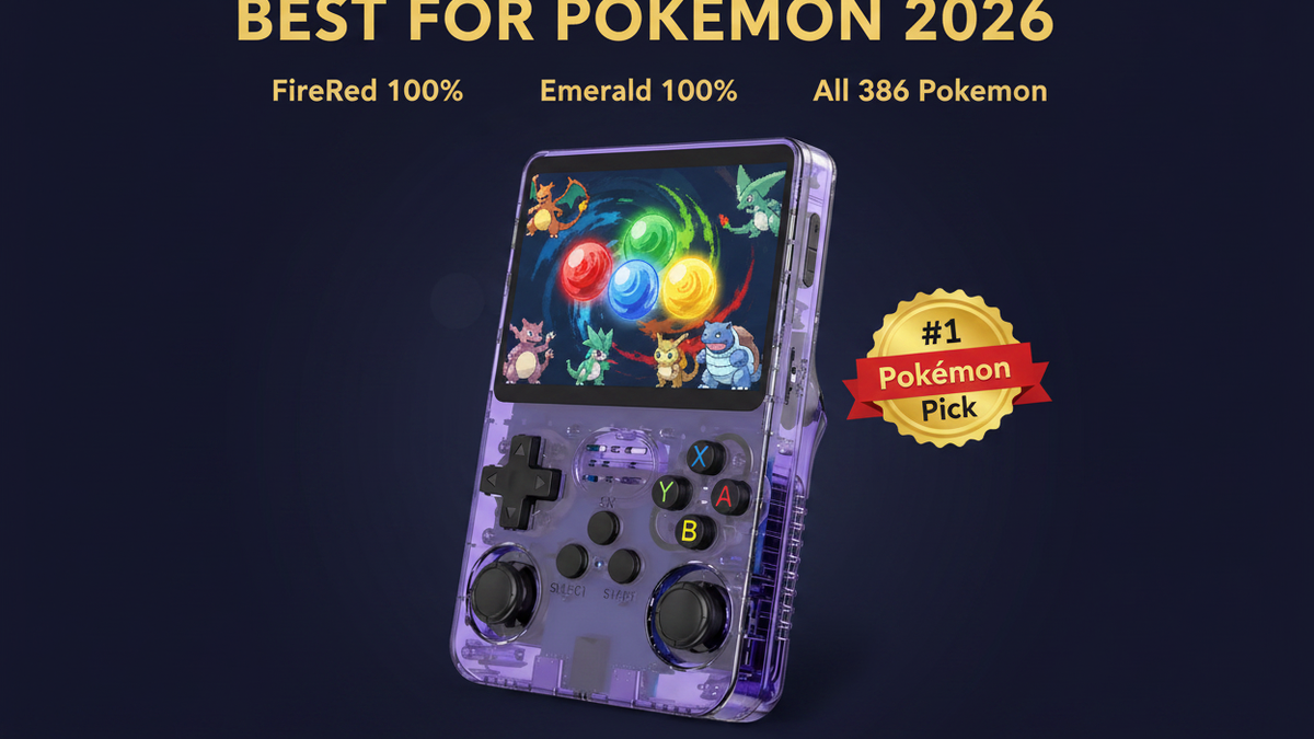 Best retro handheld for Pokemon 2026 — FireRed Emerald Ruby GBA R36S by iGameConsole