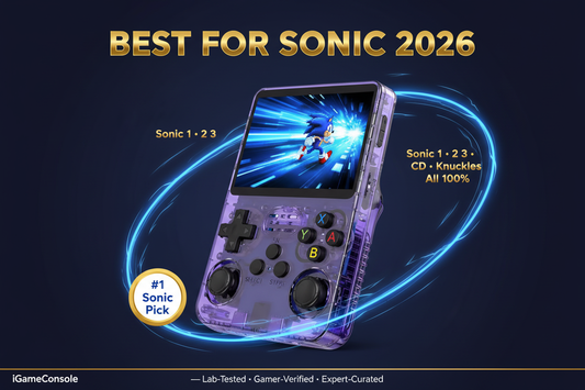 Best retro handheld for Sonic games 2026 — Sonic 1 2 3 CD R36S by iGameConsole