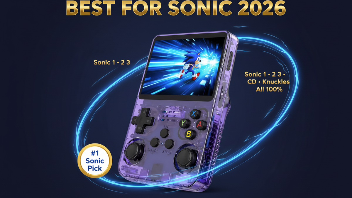 Best retro handheld for Sonic games 2026 — Sonic 1 2 3 CD R36S by iGameConsole