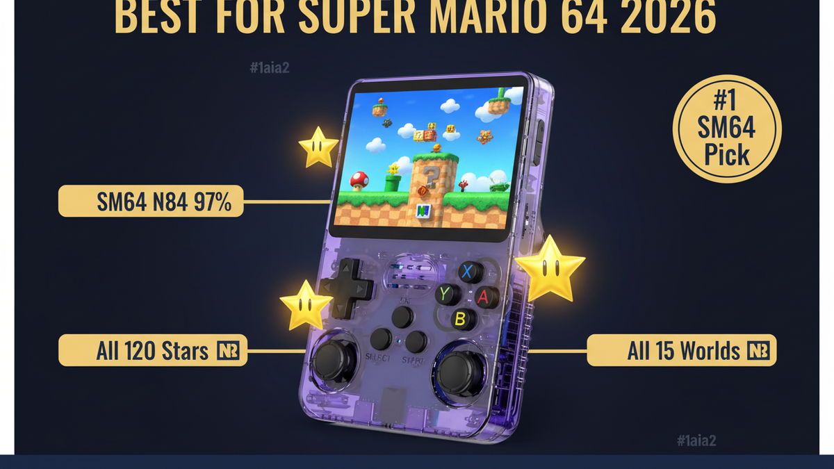 Best retro handheld for Super Mario 64 2026 — SM64 120 stars N64 R36S by iGameConsole