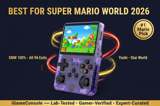 Best retro handheld for Super Mario World 2026 — SMW 96 exits Yoshi SNES R36S by iGameConsole