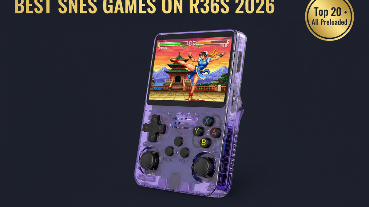 Best SNES games on R36S 2026 top 20 Super Mario World Chrono Trigger Street Fighter II Zelda LTTP Final Fantasy VI iGameConsole
