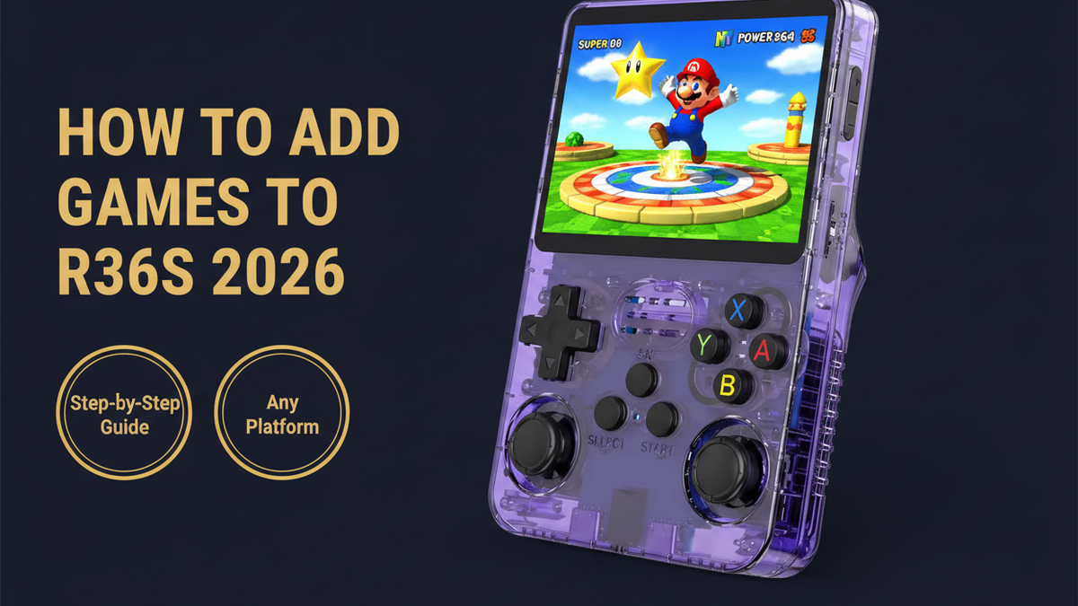 How to add games to R36S 2026 microSD PC ROM folders GBA SNES PS1 N64 EmulationStation iGameConsole