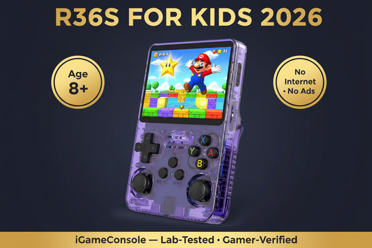 Is R36S good for kids 2026 age 8 plus no internet no ads no in-app purchases classic games safe iGameConsole