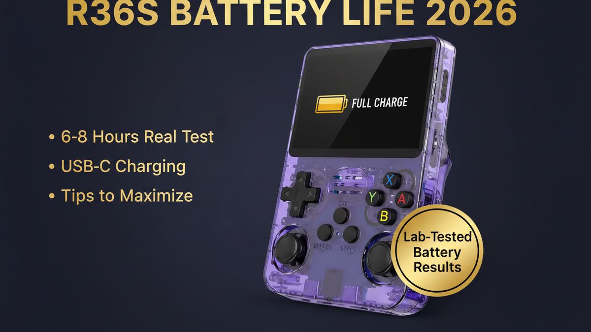 R36S battery life guide 2026 — 6-8 hours real test results by iGameConsole