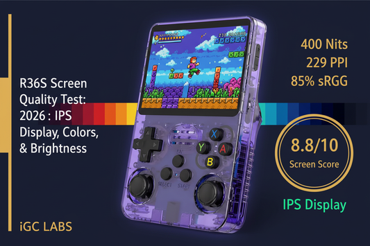 R36S Screen Quality Test 2026: IPS Display, Colors & Brightness — iGC Lab