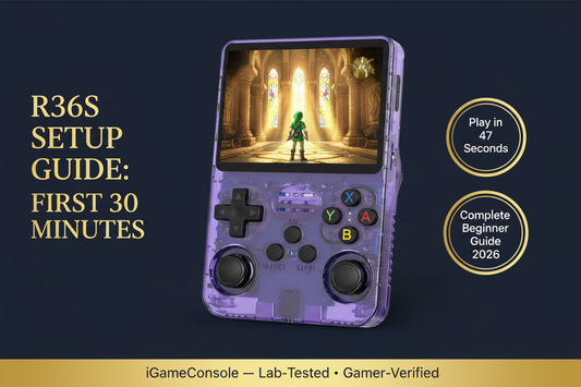 R36S setup guide first 30 minutes complete beginner walkthrough 2026 iGameConsole