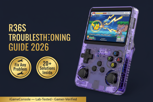 R36S troubleshooting guide 2026 fix black screen no sound games not loading buttons charging iGameConsole