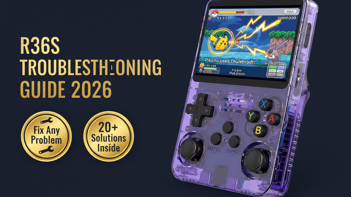 R36S troubleshooting guide 2026 fix black screen no sound games not loading buttons charging iGameConsole