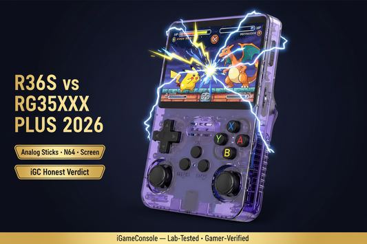 R36S vs Anbernic RG35XX Plus 2026 analog sticks N64 WiFi comparison iGameConsole