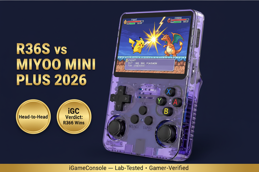 R36S vs Miyoo Mini Plus 2026 comparison analog sticks N64 PS1 price iGC verdict iGameConsole