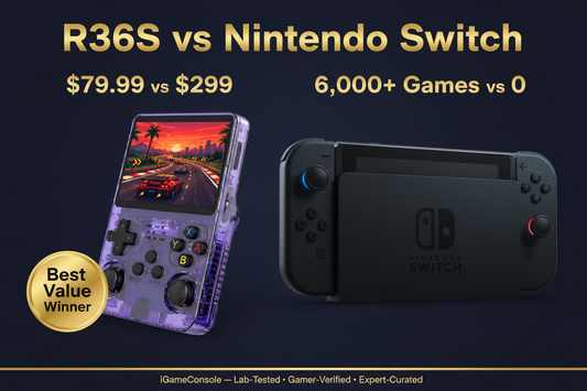 R36S vs Nintendo Switch 2026 comparison — best retro value by iGameConsole