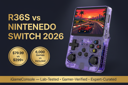 R36S vs Nintendo Switch 2026 — $79.99 vs $299 retro gaming comparison by iGameConsole