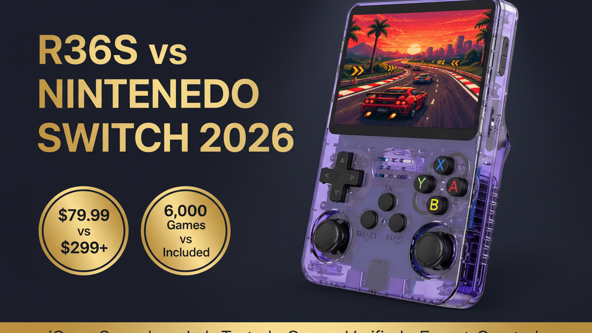 R36S vs Nintendo Switch 2026 — $79.99 vs $299 retro gaming comparison by iGameConsole