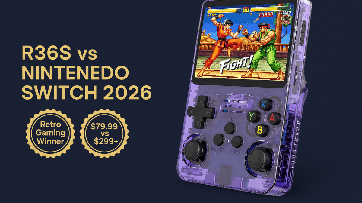 R36S vs Nintendo Switch 2026 retro gaming comparison $79.99 vs $299 iGameConsole