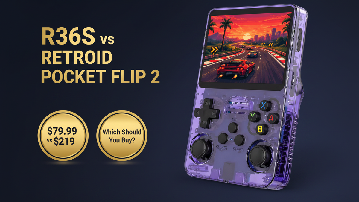 R36S vs Retroid Pocket Flip 2 2026 — $79.99 vs $219 comparison by iGameConsole