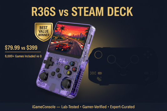 R36S vs Steam Deck 2026 comparison — best retro value by iGameConsole