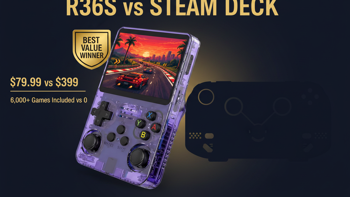 R36S vs Steam Deck 2026 comparison — best retro value by iGameConsole