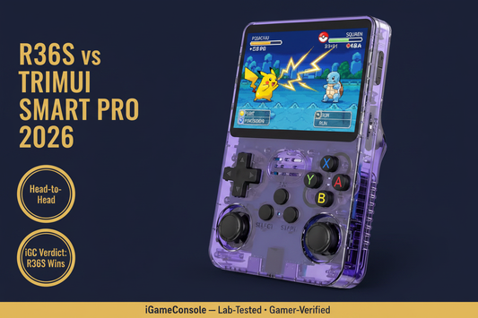 R36S vs TrimUI Smart Pro 2026 comparison analog sticks preloaded games price iGC verdict iGameConsole