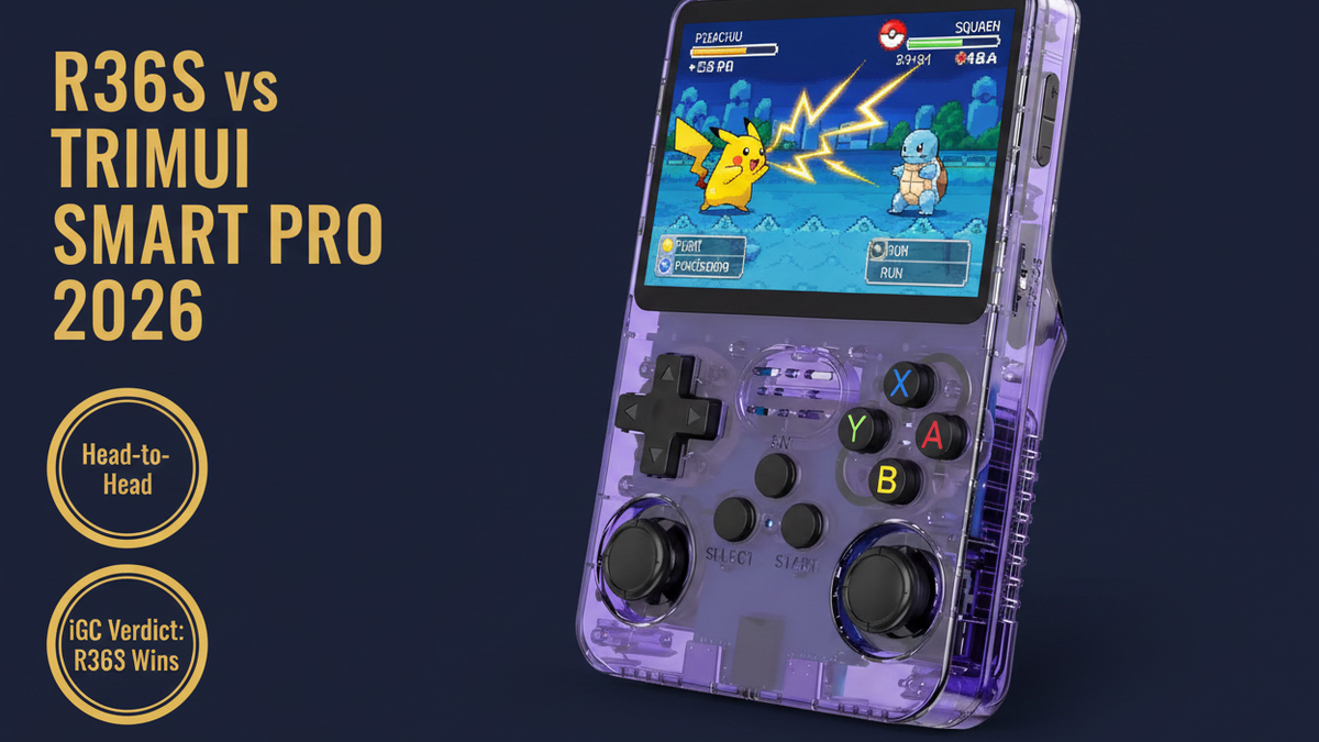 R36S vs TrimUI Smart Pro 2026 comparison analog sticks preloaded games price iGC verdict iGameConsole