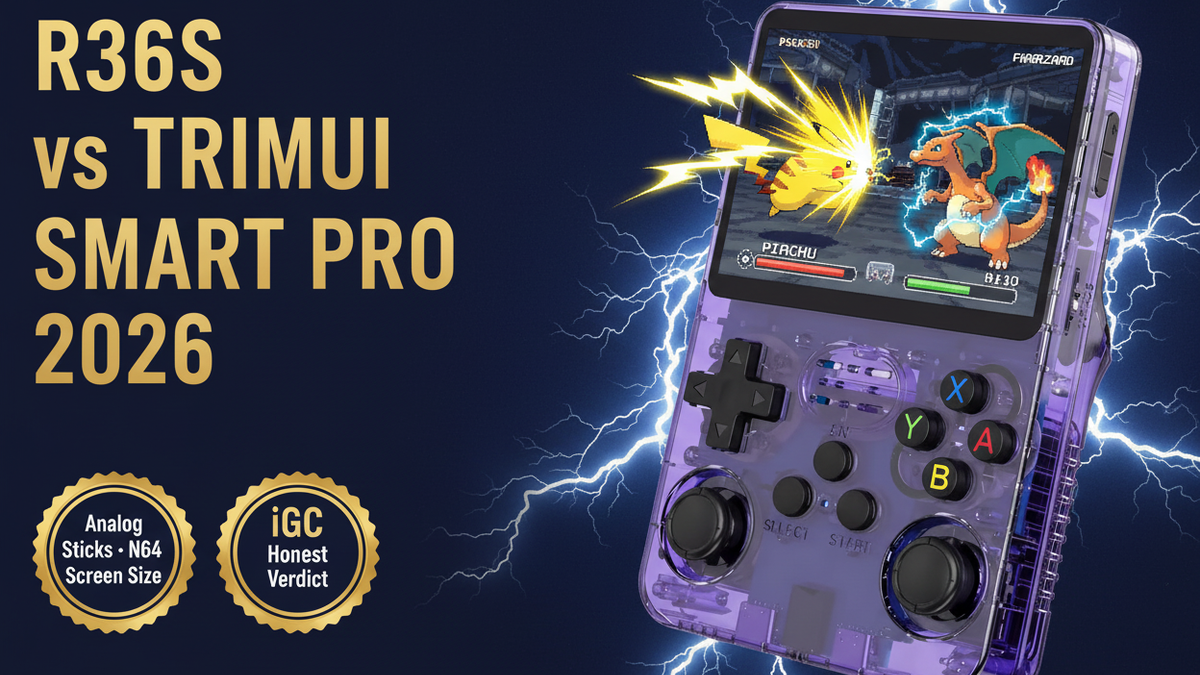 R36S vs TrimUI Smart Pro 2026 analog sticks N64 screen size WiFi comparison iGameConsole