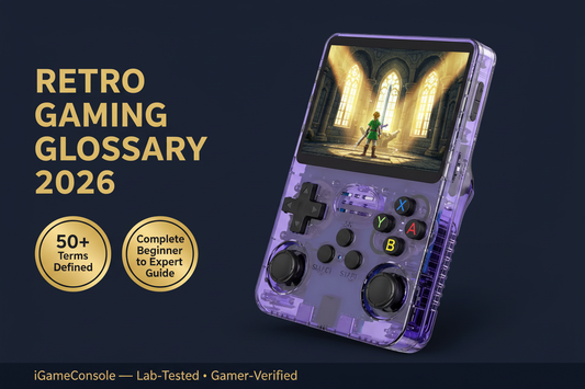 Retro gaming glossary 2026 50 terms defined emulation ROM save state IPS iGameConsole