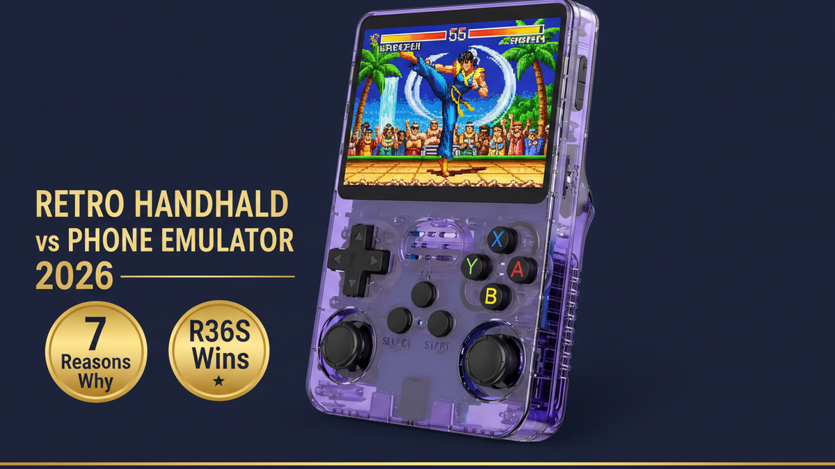 Retro handheld vs phone emulator 2026 R36S wins physical controls battery dedicated hardware iGameConsole