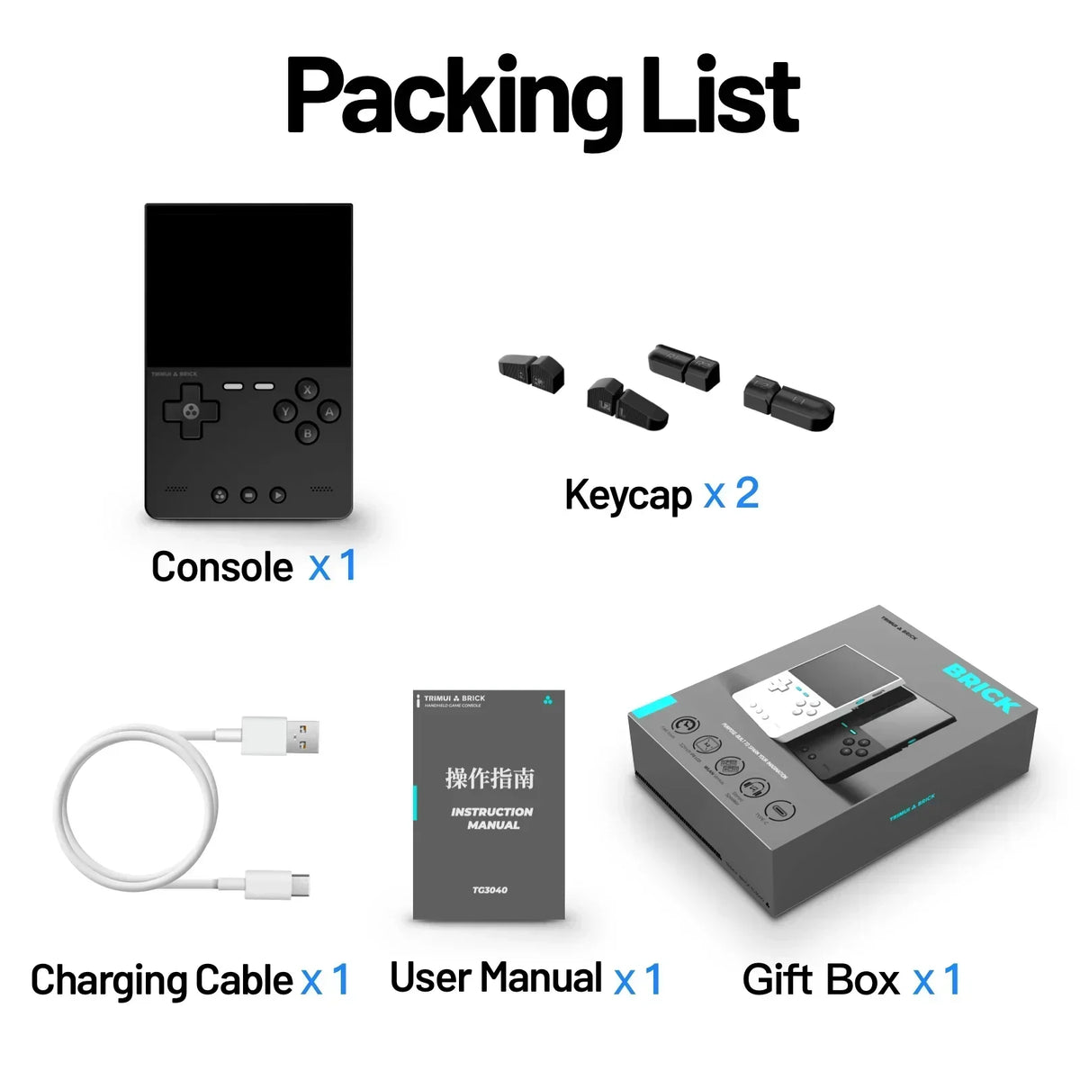 TRIMUI BRICK Handheld Game Console 3.2'' IPS Screen Linux System Crossmix OS Metal Back Panel Key LED Lighting Free Keycap Gifts