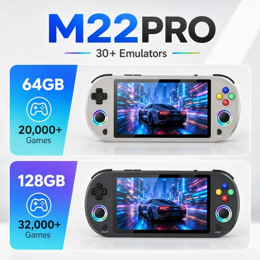 New 128GB M22 Pro Portable Pocket Retro Handheld Video Game Console 5.0 Inch IPS Screen 1920*1080 Display Support LINUX Emelec