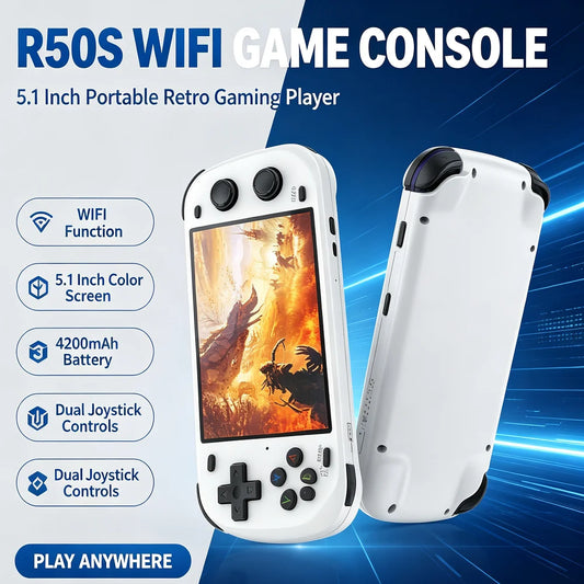 NEW R50S Consolas 5.1-inch 854*480 HD Screen Video Gaming Player 4200mAh Battery Retro Handheld Game Console